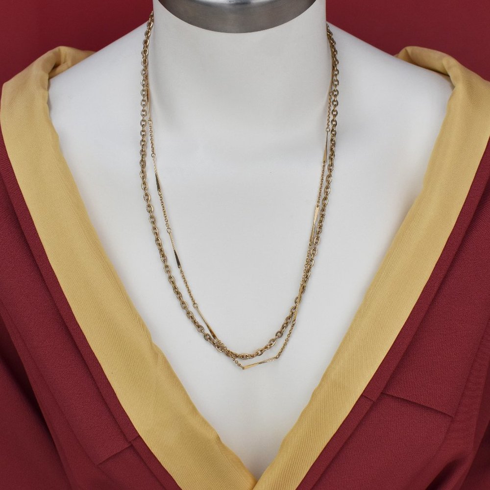 Avon chain necklace gold tone, everyday stack chain set, vintage dainty jewelry